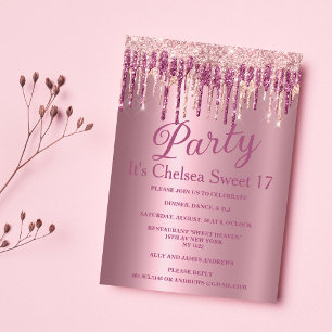 Invitation Dégustations de parties scintillant rose en or ros