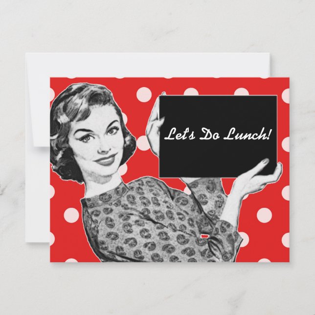 Invitation Déjeuner avec une pancarte dans les années 1950 (Devant)
