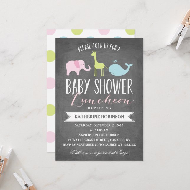 Invitation Déjeuner bébé | BABY SHOWER (Devant/Arrière en situation)