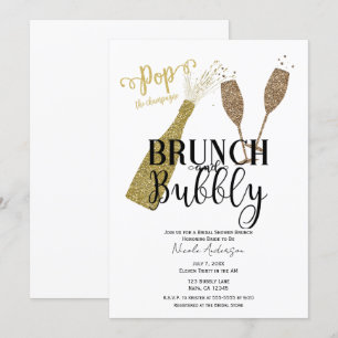 Invitation Déjeuner Champagne POP & Shower Mariée Pétillante