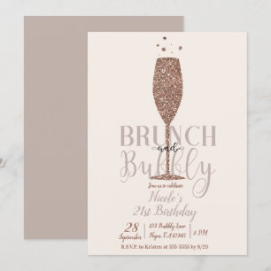 Invitation Déjeuner Champagne & Rose Gold pétillant pour une 