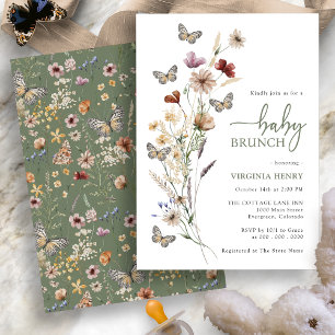 Invitation Déjeuner champêtre bébé aux fleurs sauvages Boho S