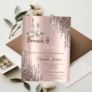 Invitation Déjeuner chic avec des coulures en or rose et bull