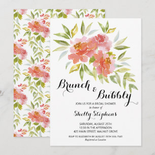 Invitation Déjeuner Chic et Mariage Élégant avec Fleurs et Bu