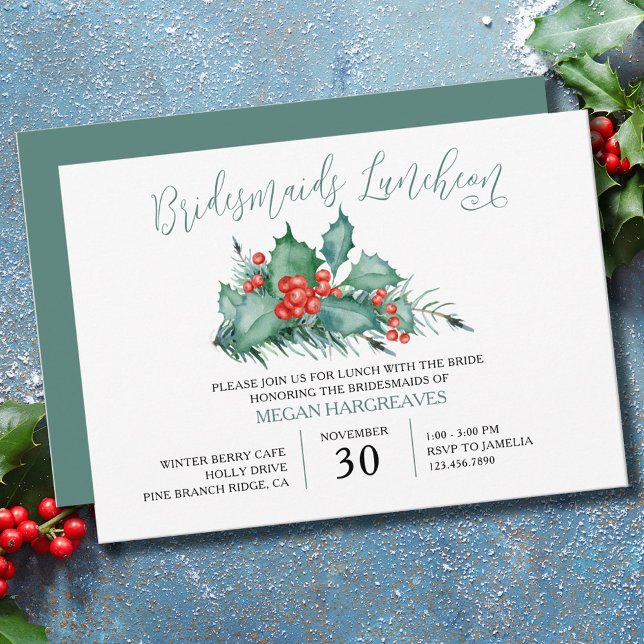 Invitation Déjeuner d'affaires de Berry Holly et Pine Bridesm (Créateur téléchargé)