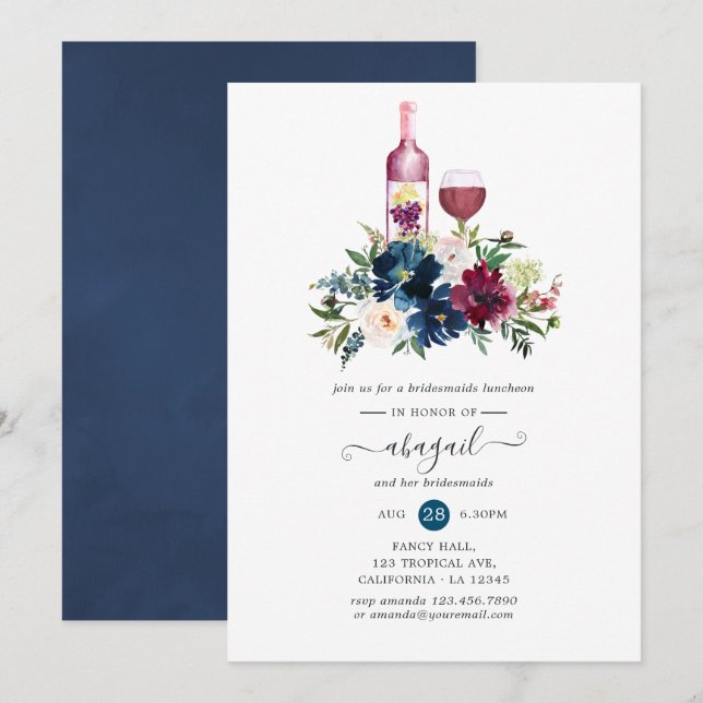 Invitation Déjeuner d'affaires de Bridesservantes Bordo et Na (Devant / Derrière)