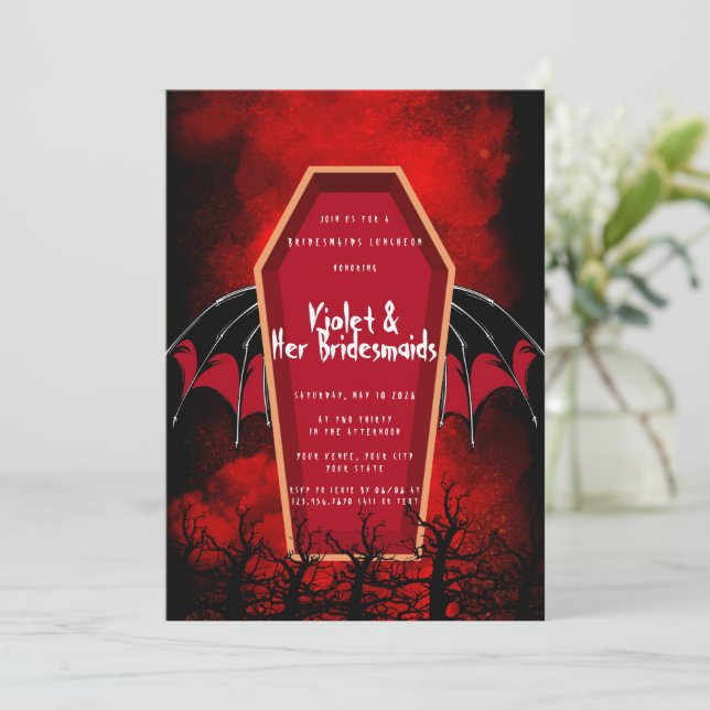 Invitation Déjeuner d'affaires de Halloween Bat Wings Bridesm (Debout devant)