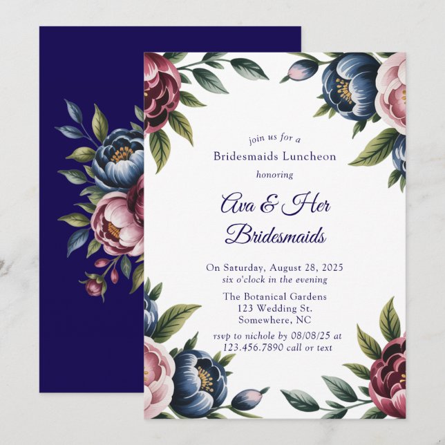 Invitation Déjeuner d'affaires des Bridesmaitres Blush Peony  (Devant / Derrière)