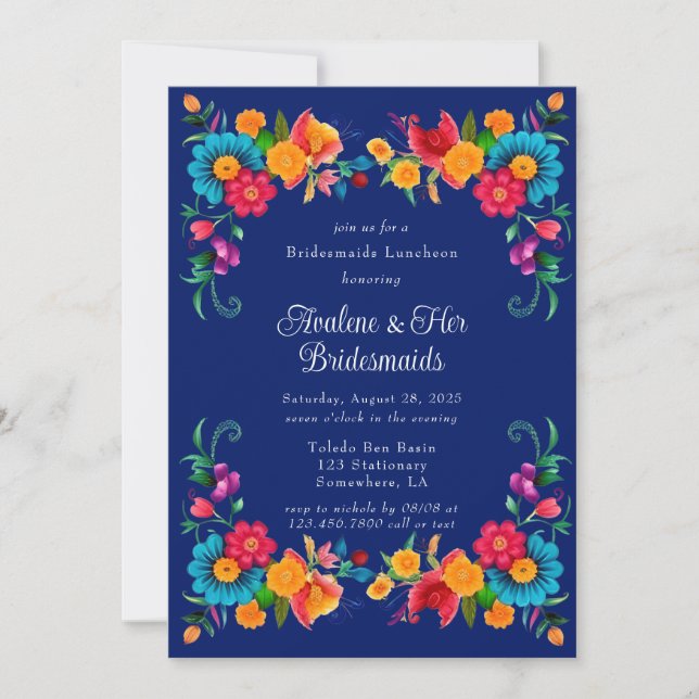 Invitation Déjeuner d'affaires mexicain coloré bleu (Devant)