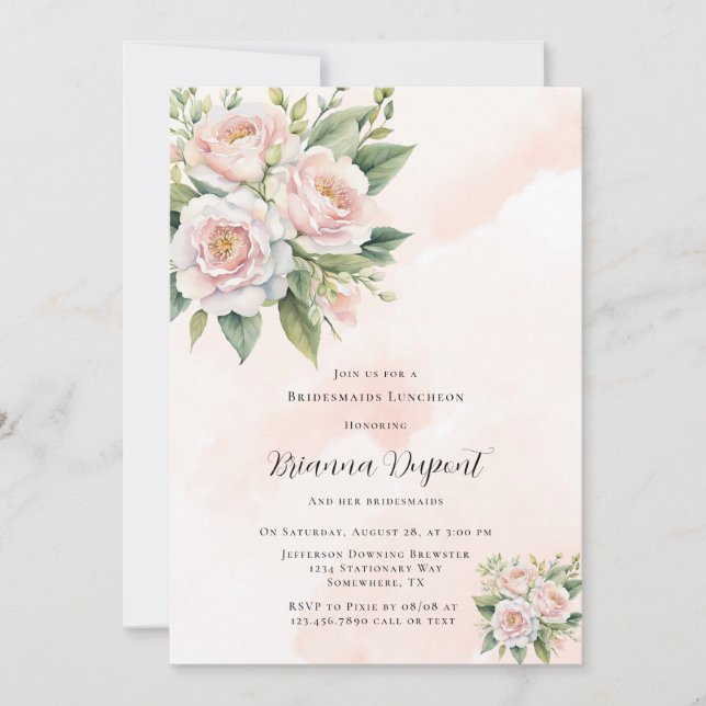 Invitation Déjeuner d'affaires parfait rose Peony Bridesmaids (Devant)