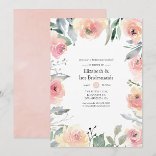 Invitation Déjeuner d'affaires Pastel Blush Pink Floral Bride