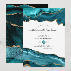 Invitation Déjeuner d'affaires turquoise et Gold Agate