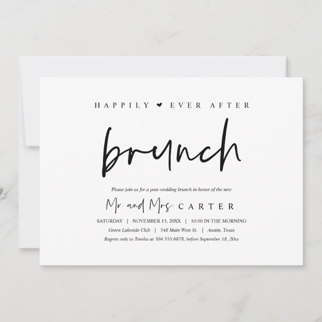 Invitation Déjeuner d'après mariage célébration heureux pour  (Devant)