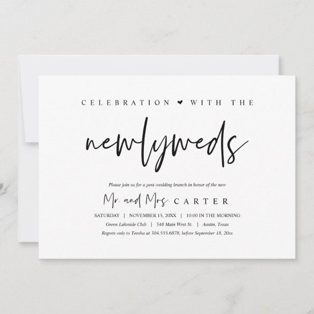 Invitation Déjeuner de célébration après mariage heureux pour (Devant)