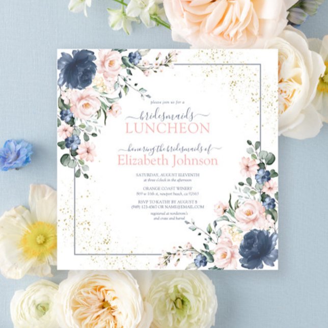Invitation Déjeuner de femme de chambre rose rose bleu bleu f (Créateur téléchargé)