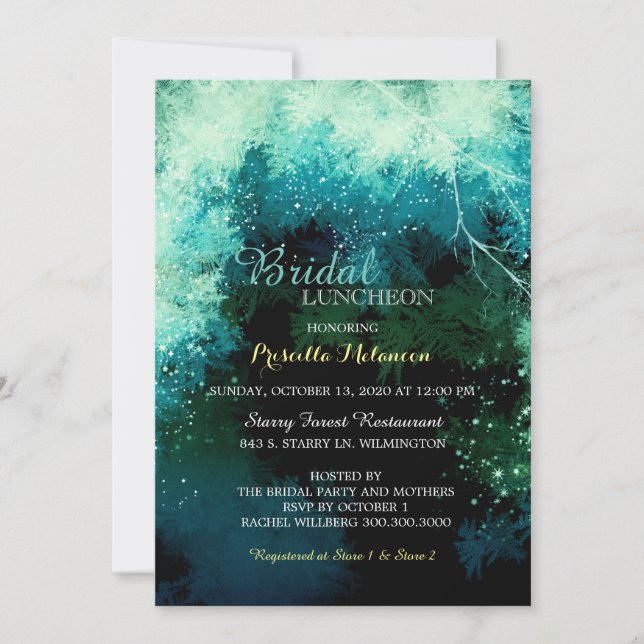 Invitation Déjeuner de Fête des mariées de forêt mystique (Devant)