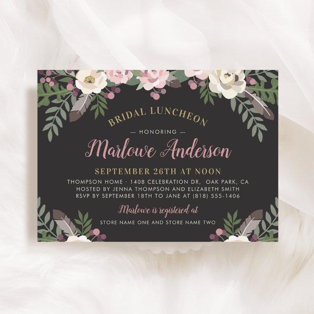 Invitation Déjeuner de la nuptiale rose rose Rose foncé et ma (Créateur téléchargé)