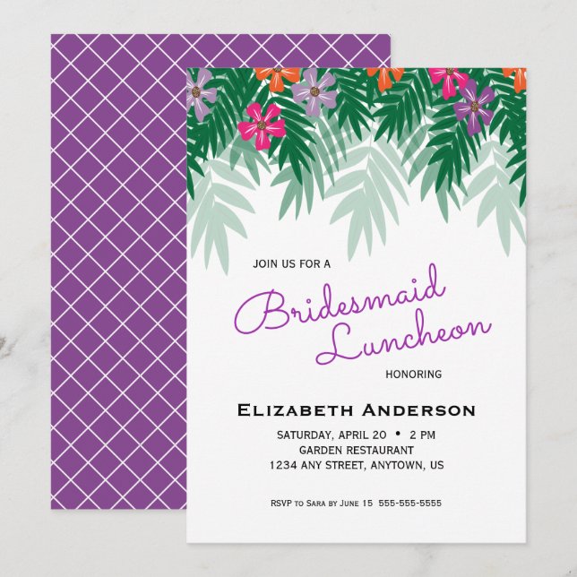 Invitation Déjeuner de la servante de la Branche des fleurs e (Devant / Derrière)