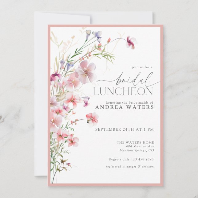 Invitation Déjeuner de mariage aux élégantes petites fleurs r (Devant)