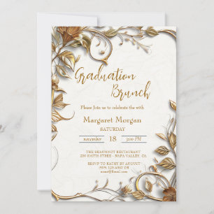 Invitation Déjeuner de mariage aux feuilles d'or