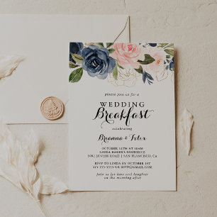 Invitation Déjeuner de mariage floral hivernal élégant