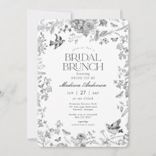 Invitation Déjeuner de mariage floral vintage toile de Jouy n