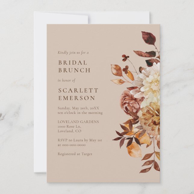 Invitation Déjeuner de mariage moderne et élégant d'automne (Devant)
