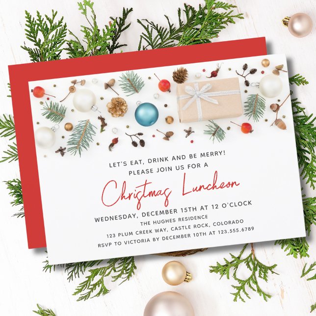 Invitation Déjeuner de Noël moderne Festive Vacances d'hiver (Créateur téléchargé)