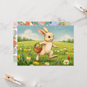 Invitation Déjeuner de Pâques & Chasse aux œufs Lapin de Prai