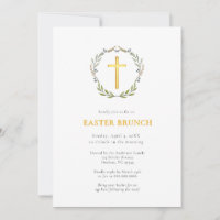 Déjeuner de Pâques croix d'or élégante & couronne 