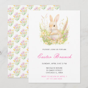 Invitation Déjeuner de Pâques du lapin printanier
