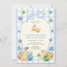Déjeuner de Pâques lapin mignon et chasse aux œufs