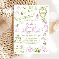 Déjeuner de Pâques rose et vert et fête de chasse