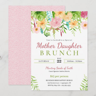 Invitation Déjeuner de printemps floral mère fille église