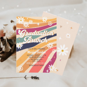 Invitation Déjeuner de promo aquarelle rétro groovy