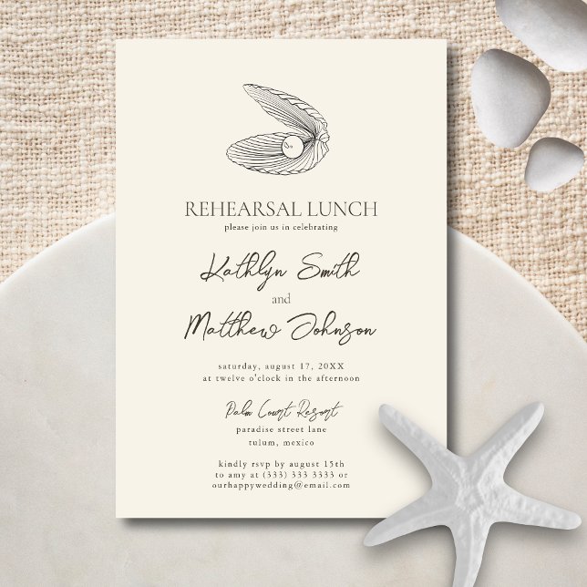 Invitation Déjeuner de répétition Mariage de Shell Beach Ocea (Créateur téléchargé)