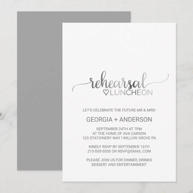 Invitation Déjeuner de répétition simple de calligraphie à hu (Devant / Derrière)
