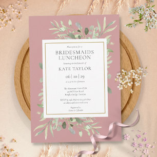 Invitation Déjeuner d'élégante verdure rose poudrée pour demo
