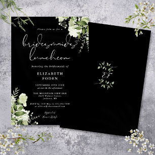 Invitation Déjeuner d'Epouses Florales Noires Et Blanches