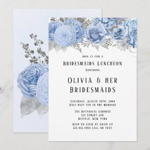 Invitation Déjeuner des Bridesmaides Dusty Blue et Silver Flo
