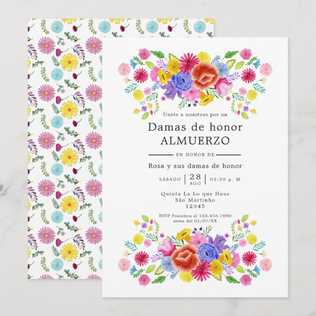 Invitation Déjeuner des femmes d'affaires florales (Devant / Derrière)