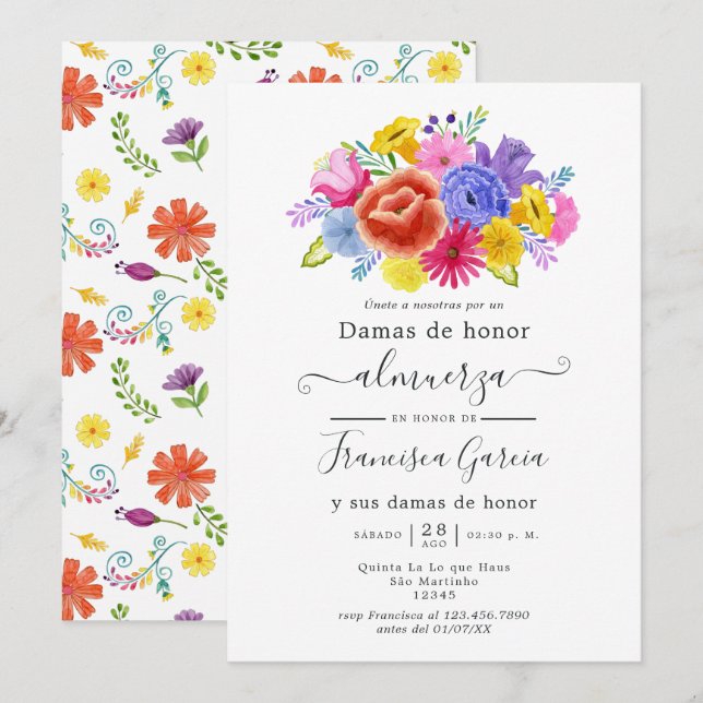 Invitation Déjeuner des femmes d'affaires florales (Devant / Derrière)