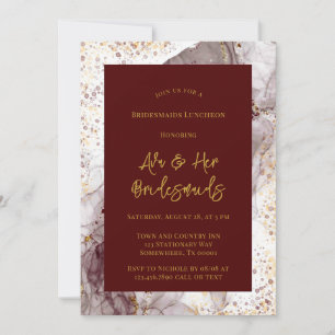 Invitation Déjeuner des femmes d'honneur de Burgundy et Gold 
