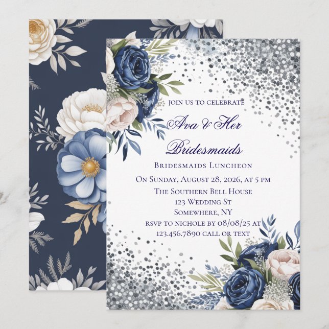 Invitation Déjeuner des servantes de la Marine Blue and Ivory (Devant / Derrière)