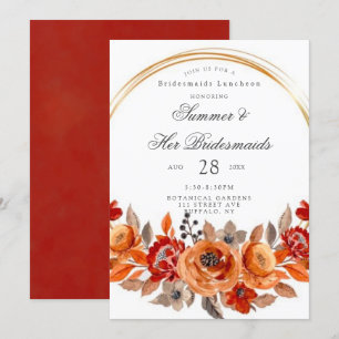 Invitation Déjeuner des servantes de l'or floral rouge foncé