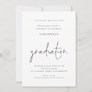 Invitation Déjeuner d'études simple noir blanc
