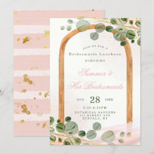 Invitation Déjeuner d'Eucalyptus Rose Arc En Bois