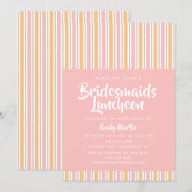 Invitation Déjeuner d'maitres d'honneur Moderne Pink Gold (Devant / Derrière)