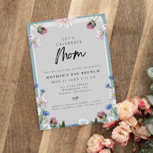 Invitation Déjeuner du jour de la fête des mères bleu poussié