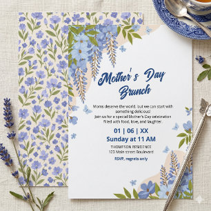 Invitation Déjeuner élégant de la fête des Mères avec des fle